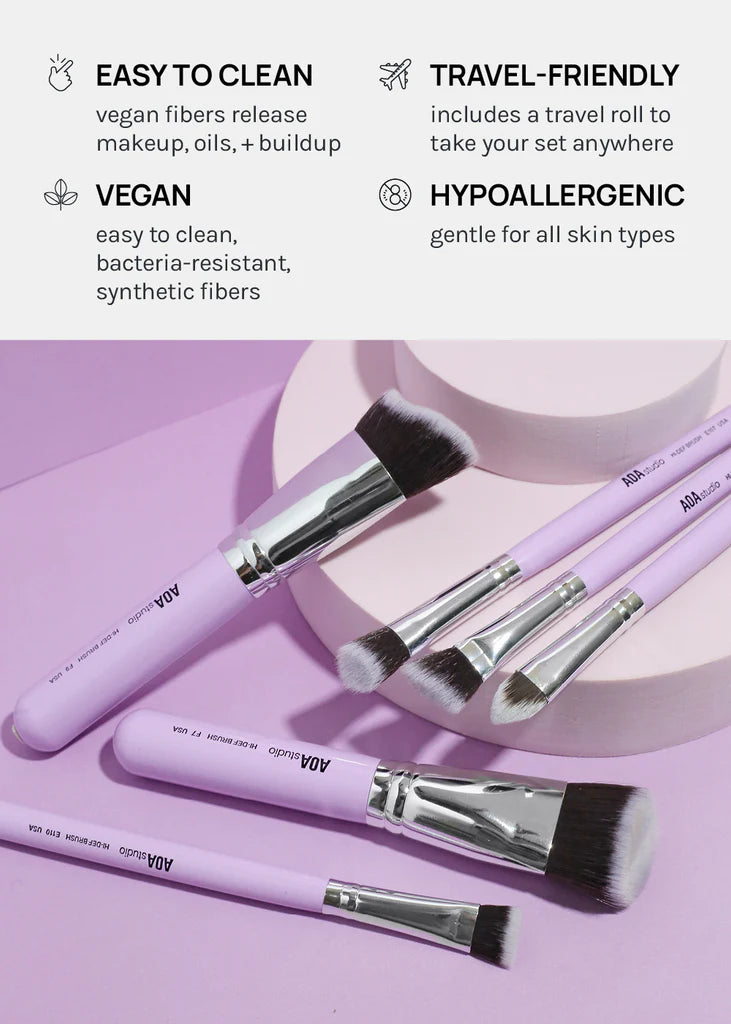 Aoa Ultraviolet Contour Brush Set+Brush Roll
