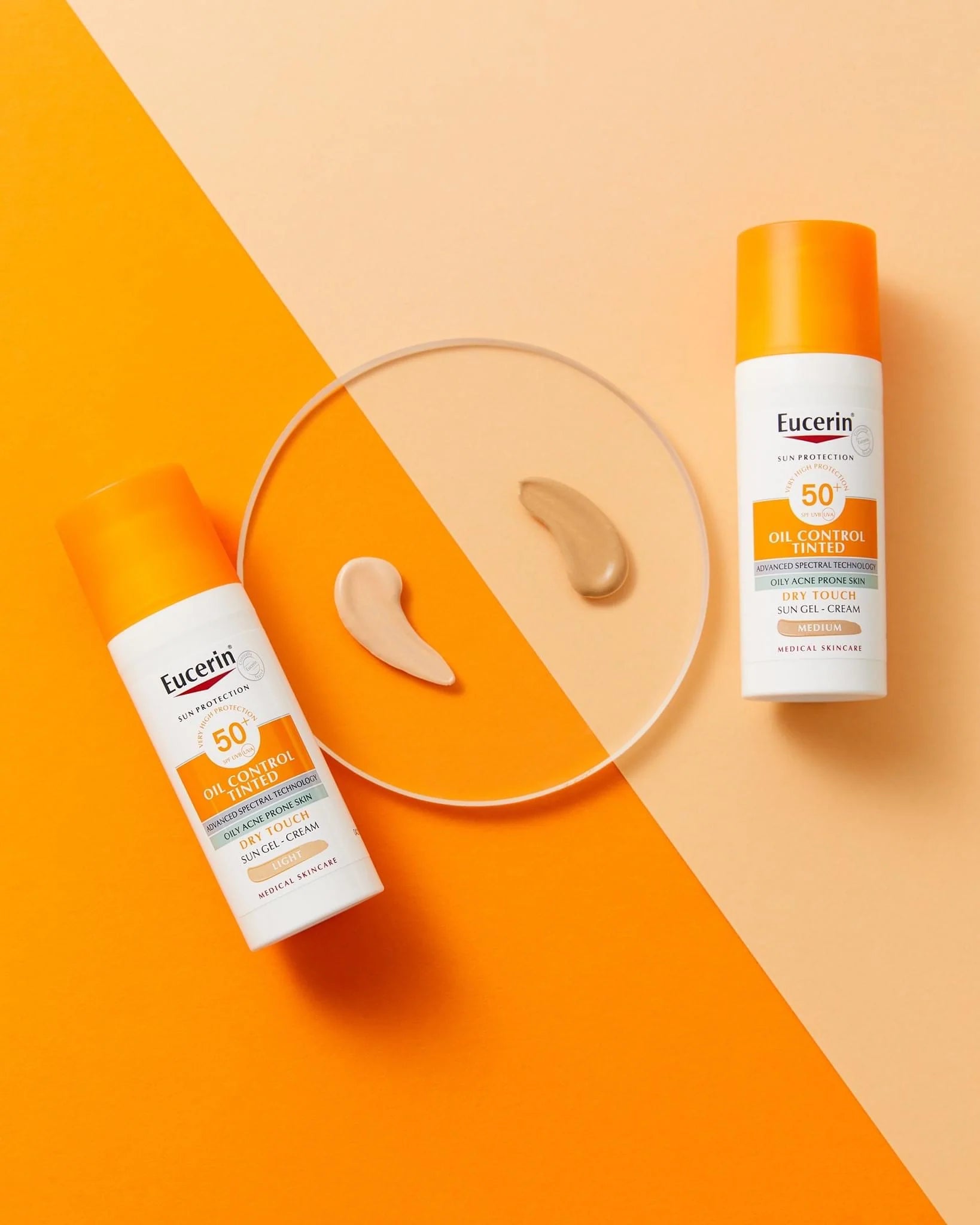 Protector Solar Eucerin SPF50 Oil Control Tinted Toque Seco