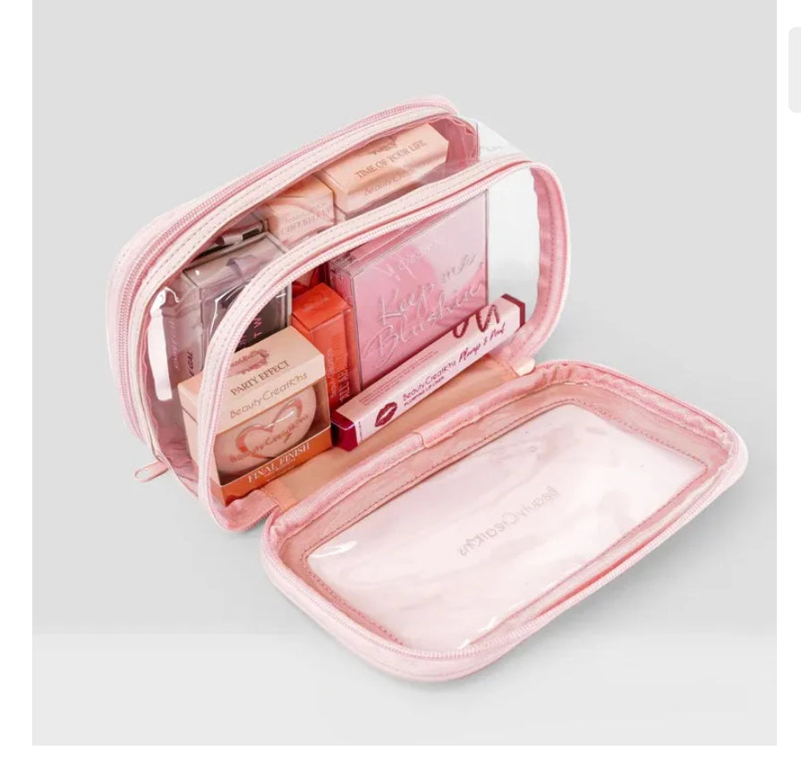 Cosmetiquera Beauty Creations Trasparente Rosada