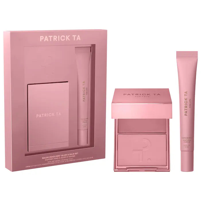 Patrick ta Crème & Powder Blush Duo & Lip Balm Makeup Gift Set- Something Sweet (Vanilla Chai)