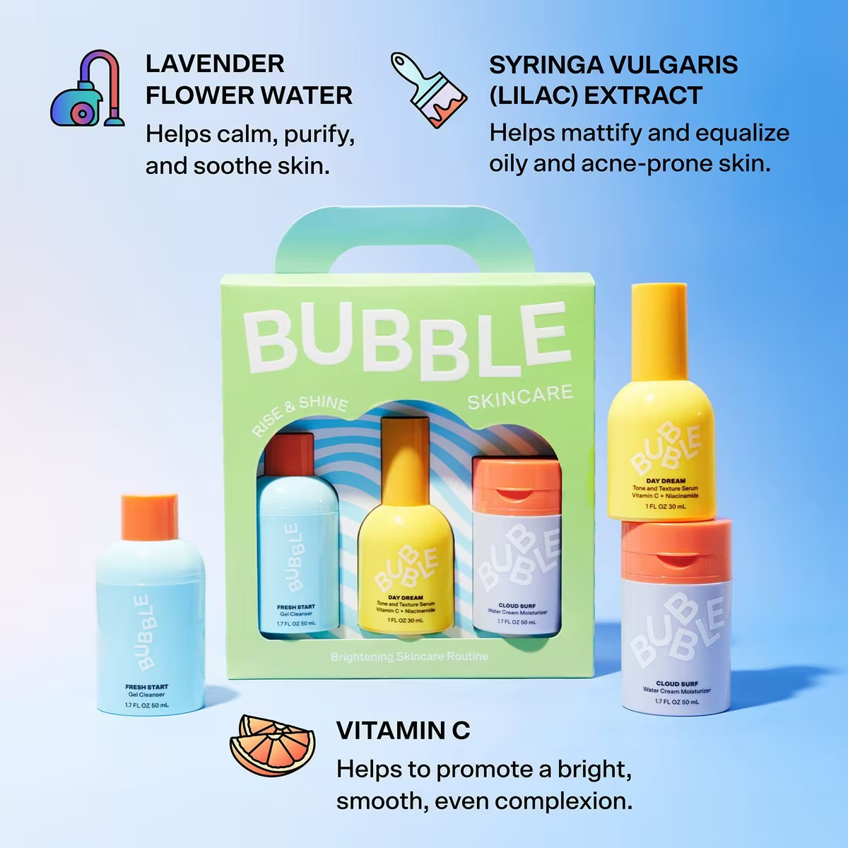 Bubble Brightening Skin Rise & Shine Set 3 Kit