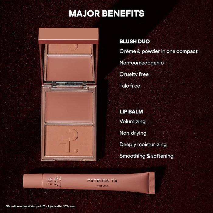 Patrick ta Crème & Powder Blush Duo & Lip Balm Makeup Gift Set- Something Sweet (Vanilla Chai)