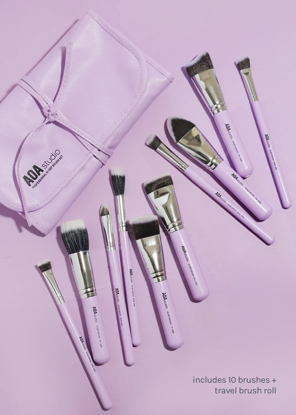 Aoa Ultraviolet Contour Brush Set+Brush Roll