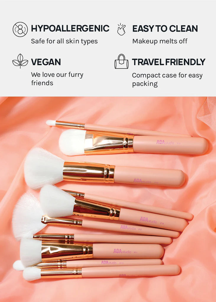 Rose Gold Brush Set + Case AOA Studio