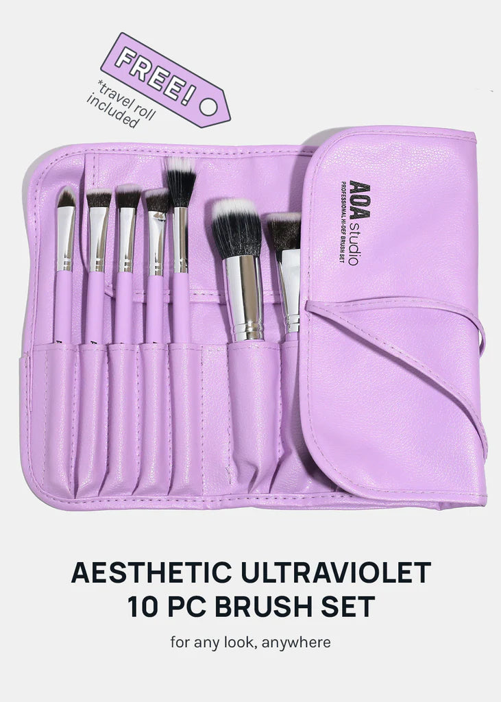 Aoa Ultraviolet Contour Brush Set+Brush Roll