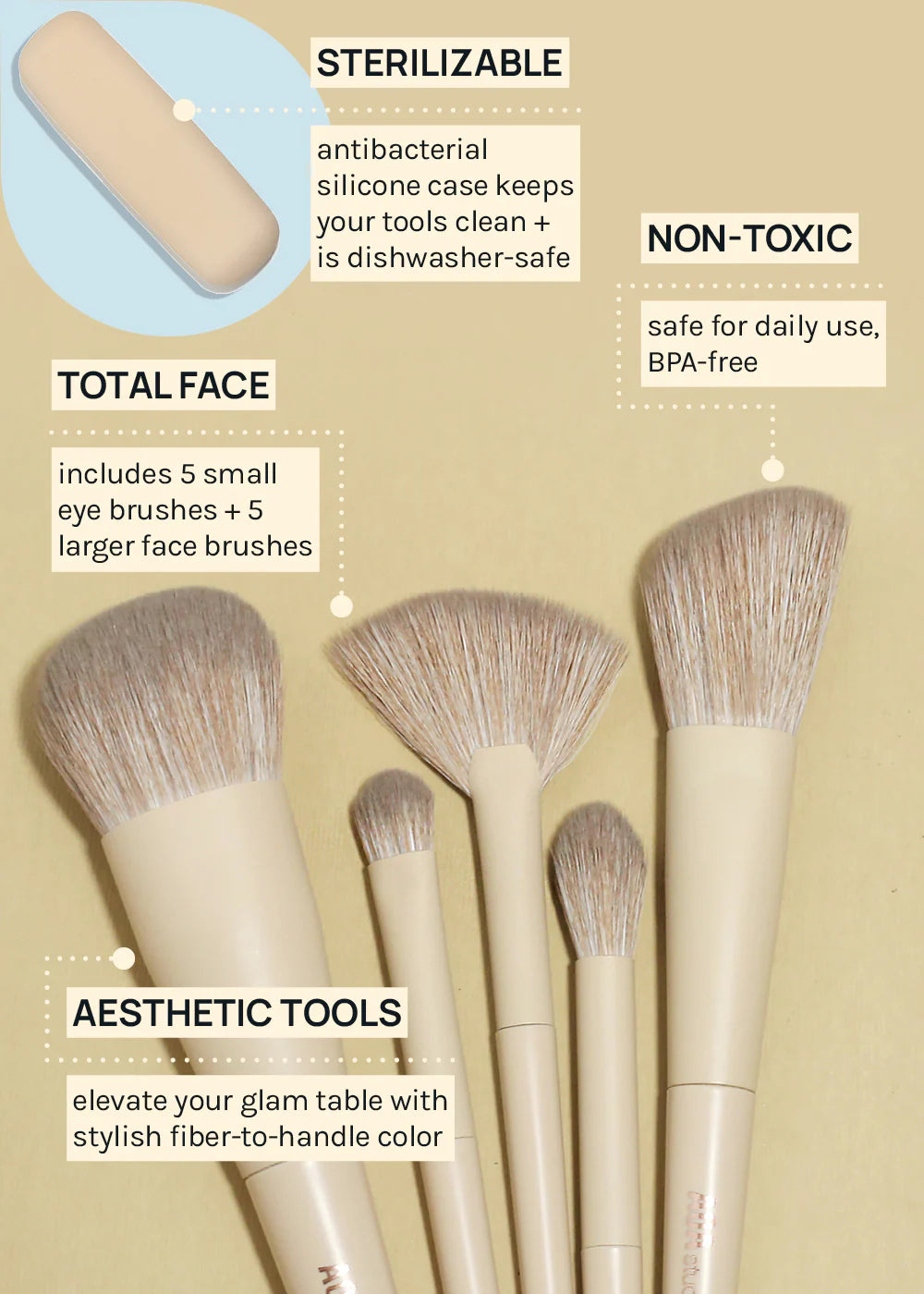 AOA Hero Brush Set Nude Silicone