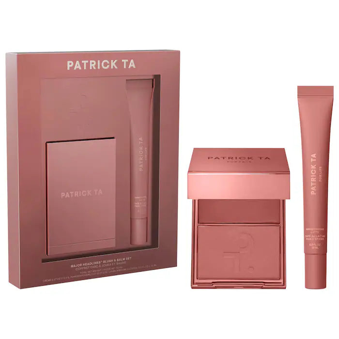 Patrick ta Crème & Powder Blush Duo & Lip Balm Makeup Gift Set - Something Spicy (Gingerbread Latte)