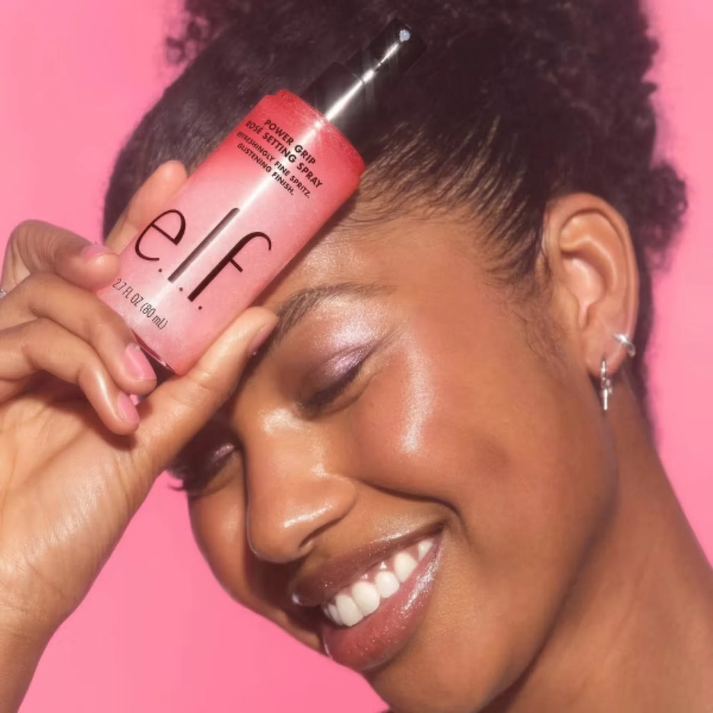 e.l.f. Power Grip Rosé - Spray fijador, acabado brillante y cristalino