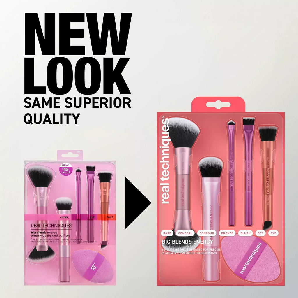 Real Techniques Big Blends Energy Brush + Dual Ended Makeup Brush Set
