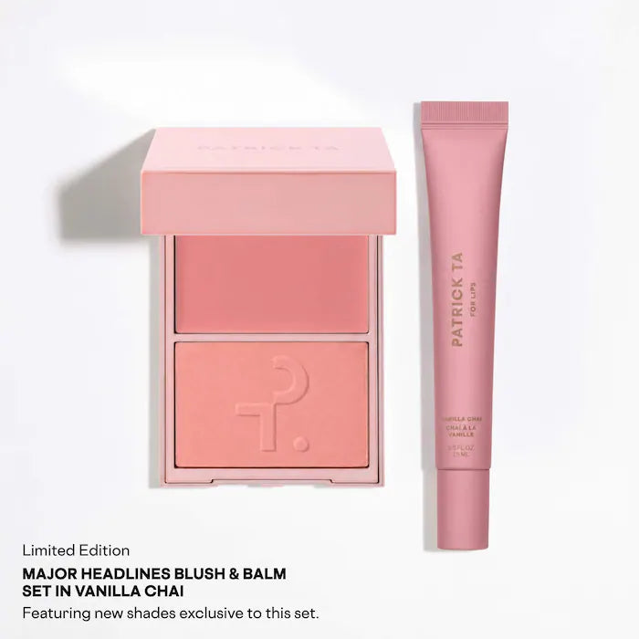 Patrick ta Crème & Powder Blush Duo & Lip Balm Makeup Gift Set- Something Sweet (Vanilla Chai)