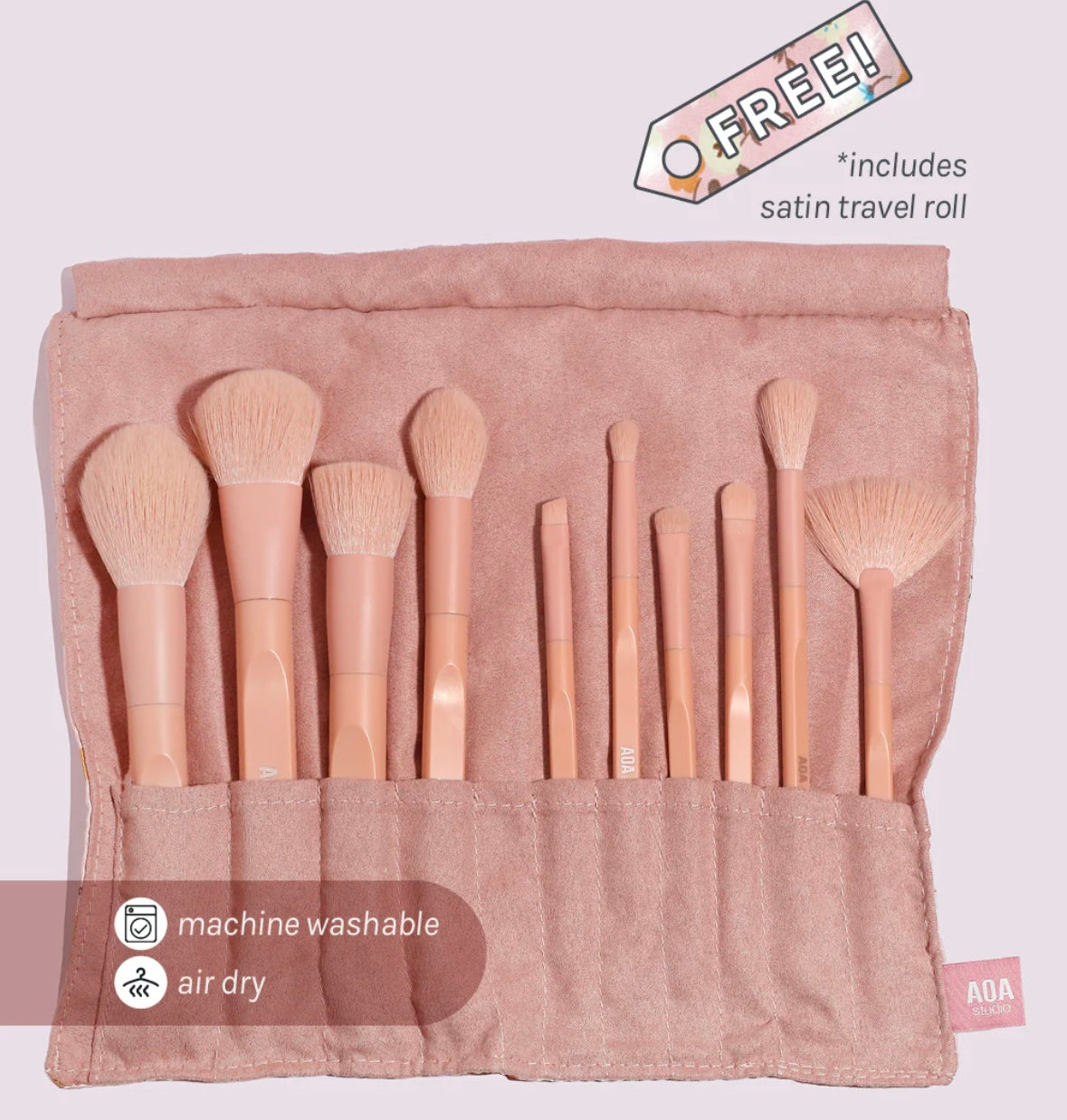 AOA Brush Set Rose Matte 10pcs