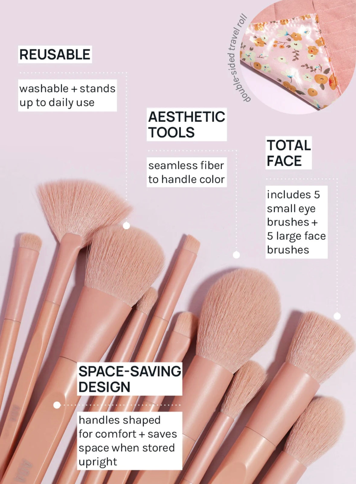 AOA Brush Set Rose Matte 10pcs