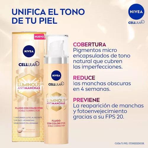 Nivea Luminous 630 AntiManchas Fluido con Color FP20