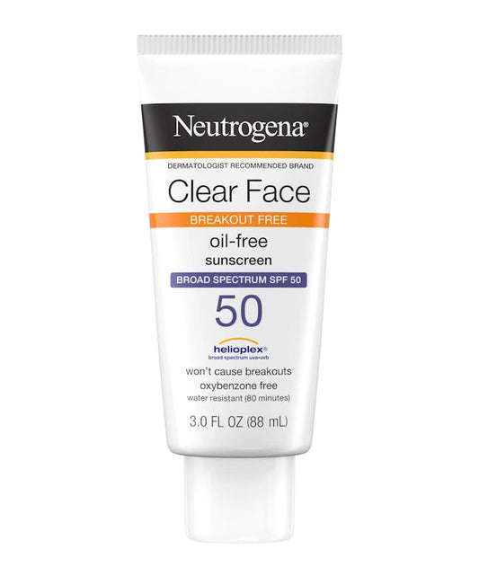 Neutrogena Clear Face Break-Out Free Liquid Lotion Sunscreen Broad Spectrum SPF 50